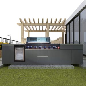 Stainless steel barbecue grill combination