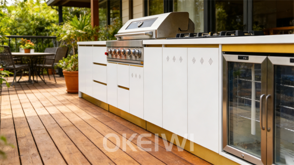 White Cabinet with Gold Base Trim BY01