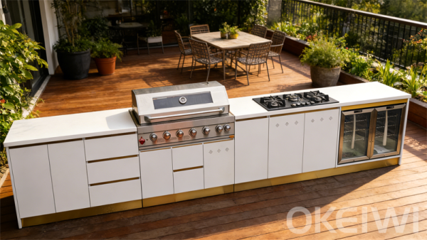 White Cabinet with Gold Base Trim BY01