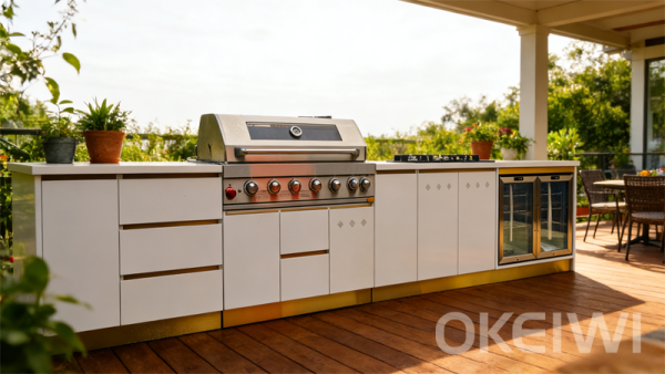 White Cabinet with Gold Base Trim BY01